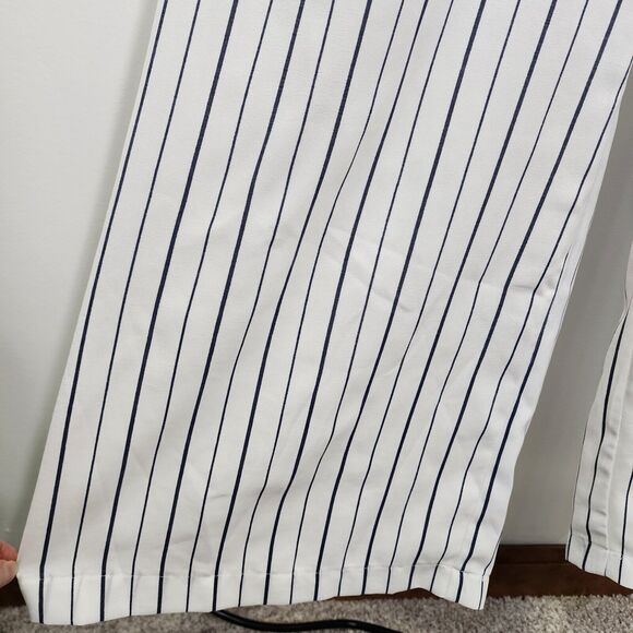 Plush Boutique Jumpsuit Med White Blue Striped Off Shoulder Spaghetti Strap Wide - Picture 5 of 10